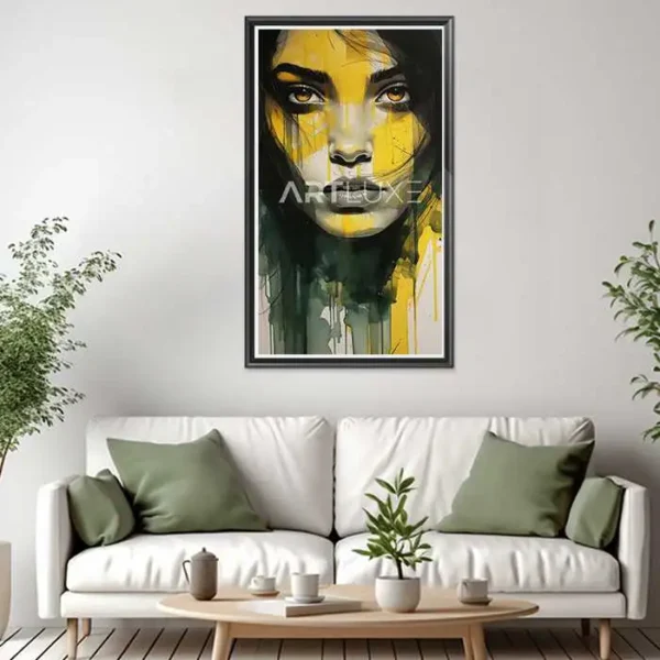 Tableau Femme aux yeux jaunes détermination aquarelle