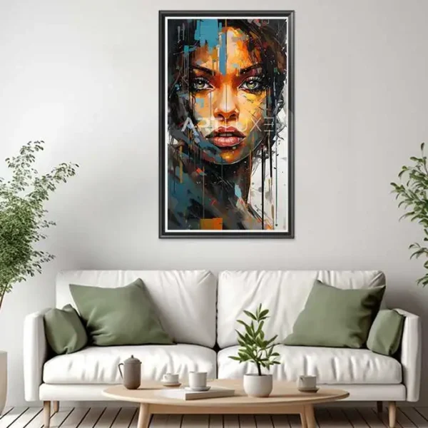 Tableau Femme attrayante regard direct art abstrait