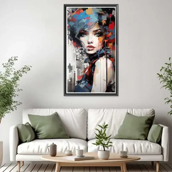 Tableau Portrait fille peinture street art abstraite