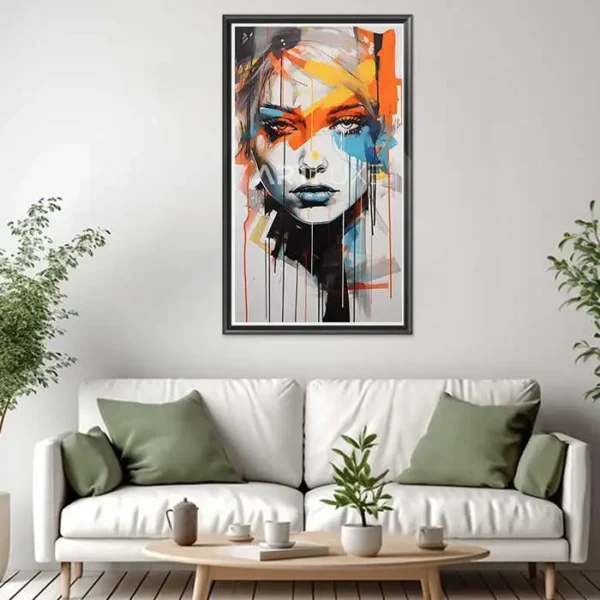 Tableau Portrait femme peinture éclaboussée art graffiti