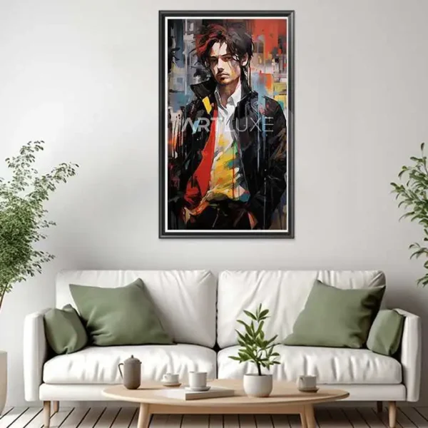 Tableau Homme urbain détail vif palette contrastée