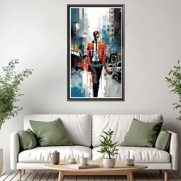 Tableau Homme marchant rue art détaillé