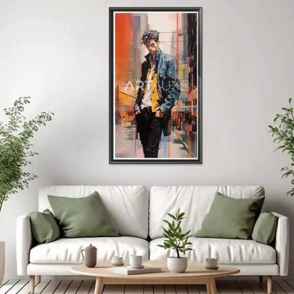 Tableau homme marchant dans une rue