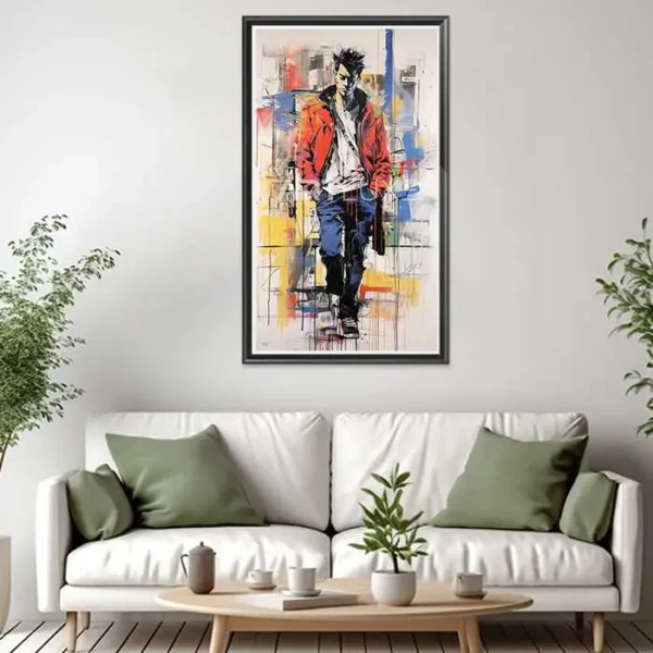 Tableau homme dans une veste rouge