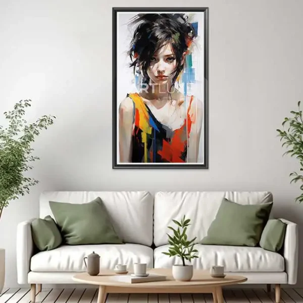 Tableau femme dans une robe colorée