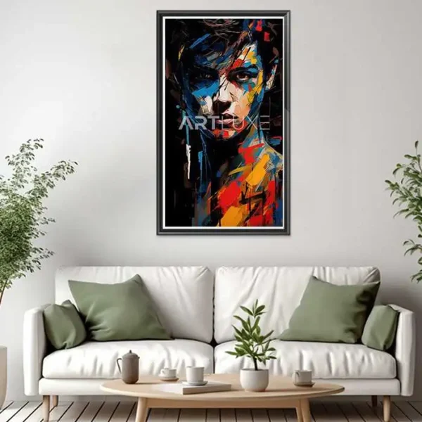 Tableau visage de femme avec plusieurs couleurs