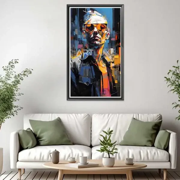 Tableau homme portant des lunettes de soleil