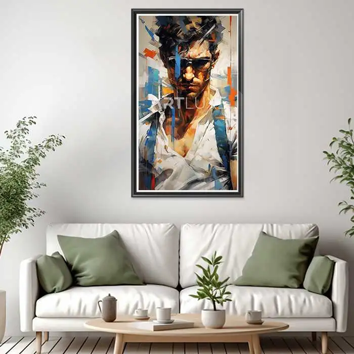 Tableau homme portant des lunettes de soleil