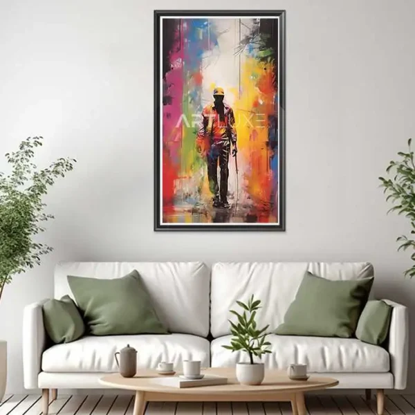 Tableau homme marchant dans une rue