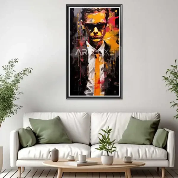 Tableau homme portant des lunettes de soleil