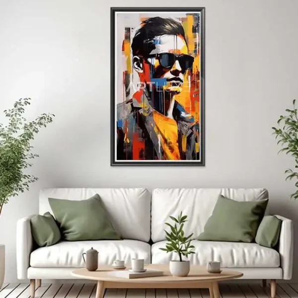 Tableau homme portant des lunettes de soleil