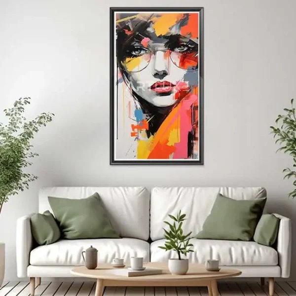 Tableau visage de femme avec des lunettes