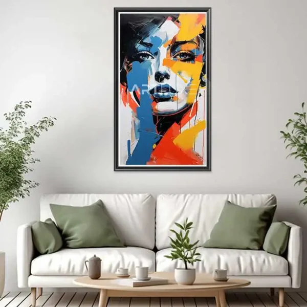 Tableau visage de femme avec plusieurs couleurs