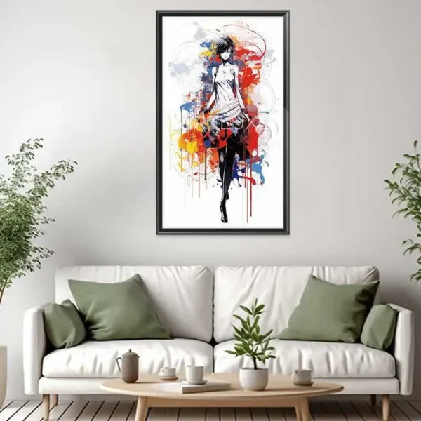 Tableau femme avec une chemise blanche et un pantalon noir