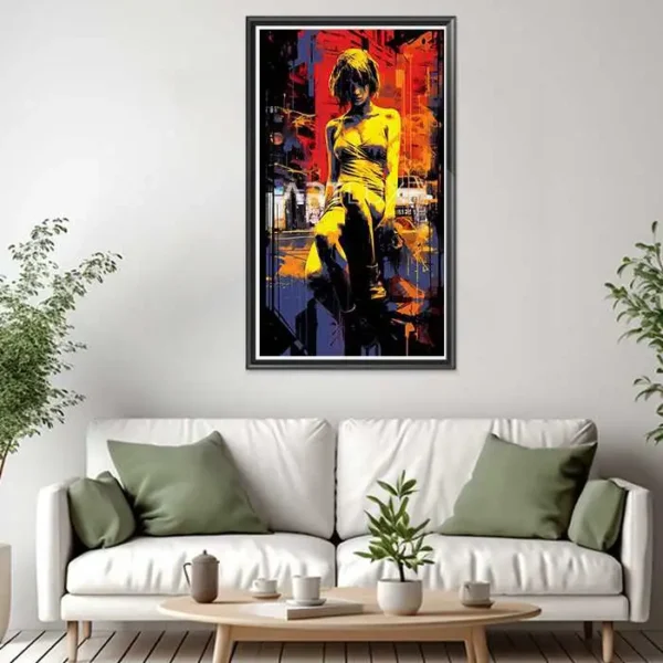 Tableau femme assise sur un tabouret
