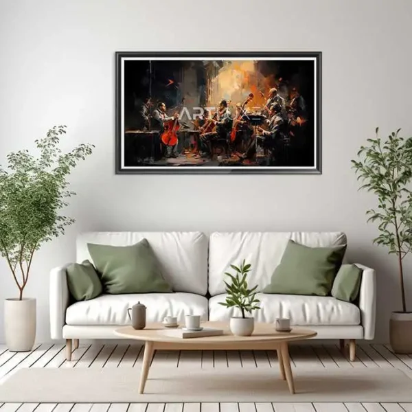 Tableau groupe de personnes jouant d'un instrument