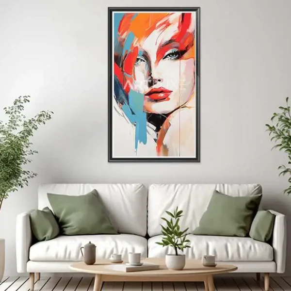 Tableau visage de femme aux couleurs vives