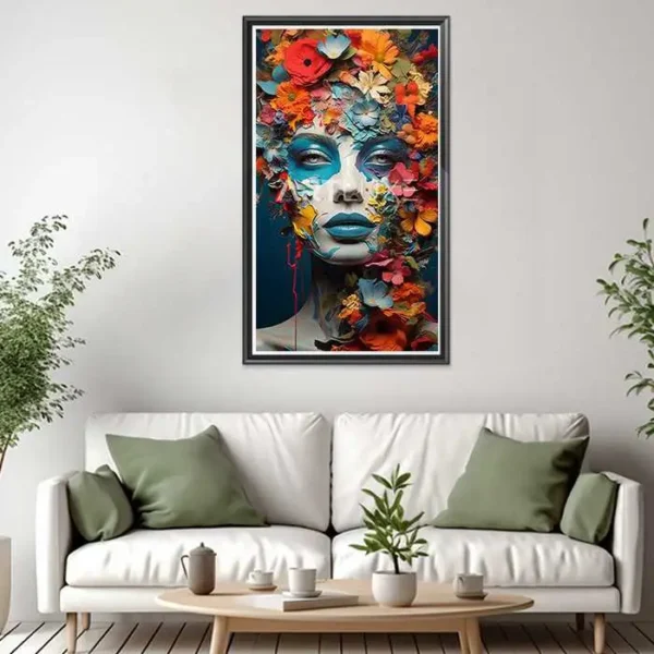 Tableau femme est couvert de fleurs