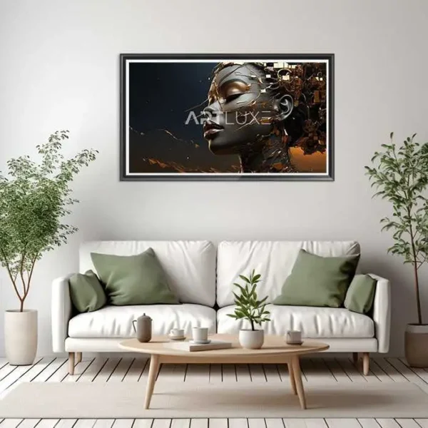Tableau femme avec beaucoup de pièces d'or dessus