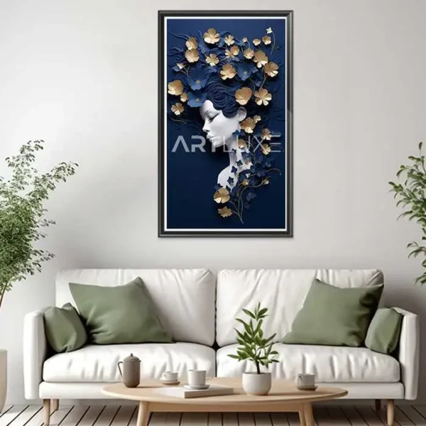Tableau femme avec des fleurs dans les cheveux