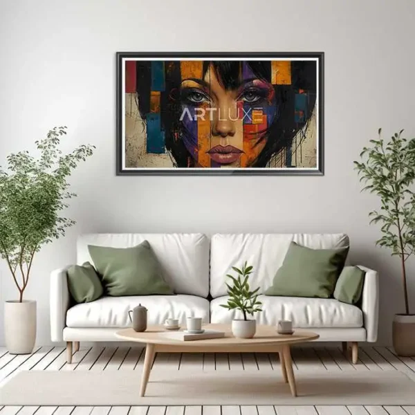 Tableau visage de femme avec plusieurs couleurs