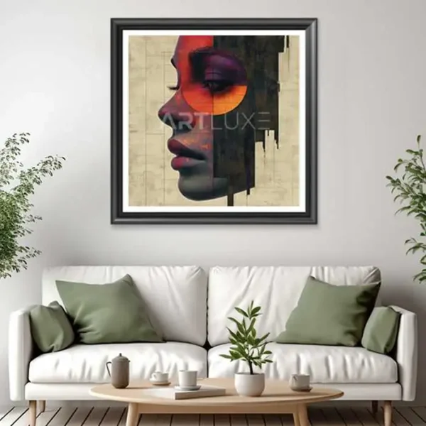 Tableau visage de femme avec une moitié
