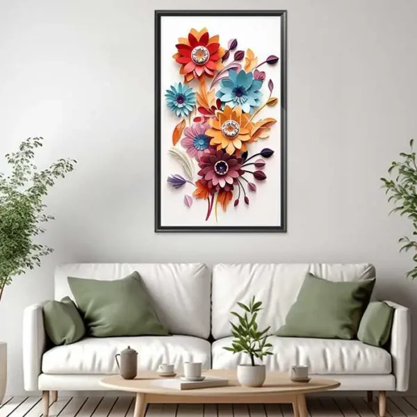 Tableau un bouquet de fleurs en papier sur une surface blanche