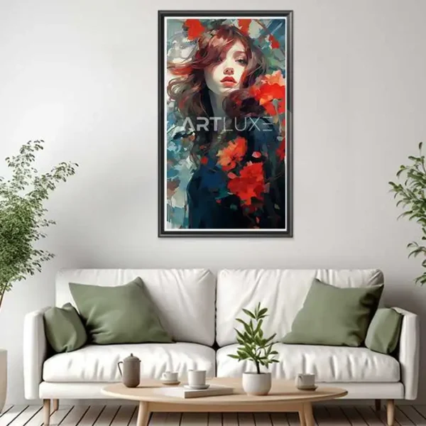 Tableau femme avec des fleurs dans les cheveux