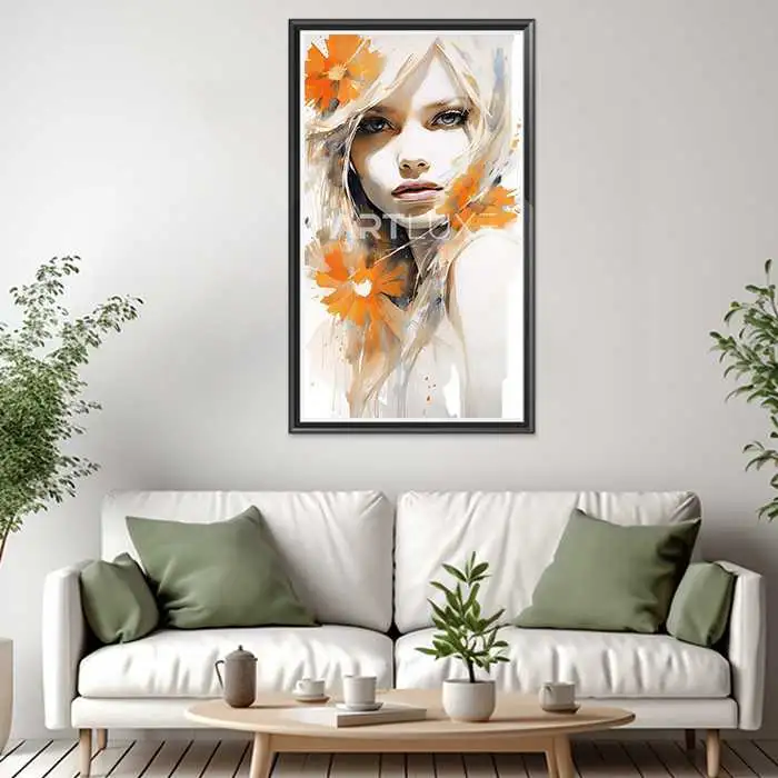 Tableau femme avec des fleurs dans les cheveux