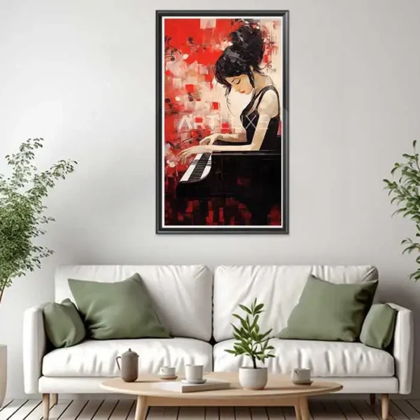 Tableau femme jouant du piano