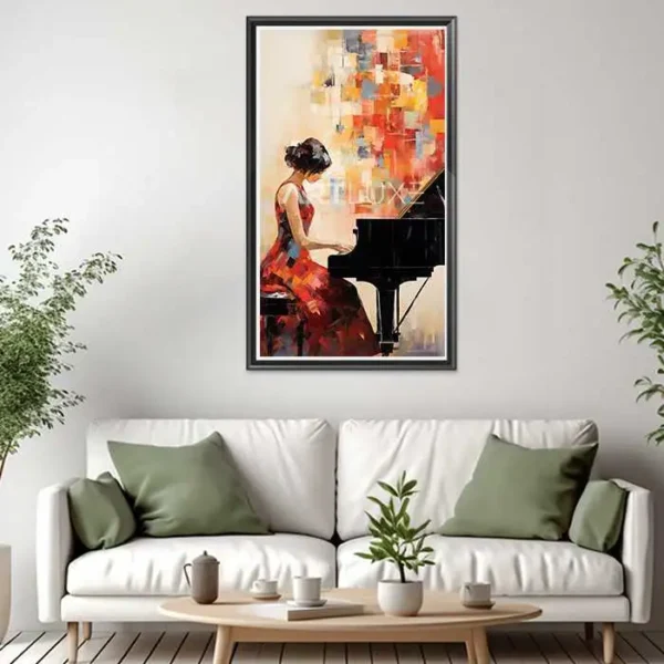 Tableau représentant une femme jouant du piano