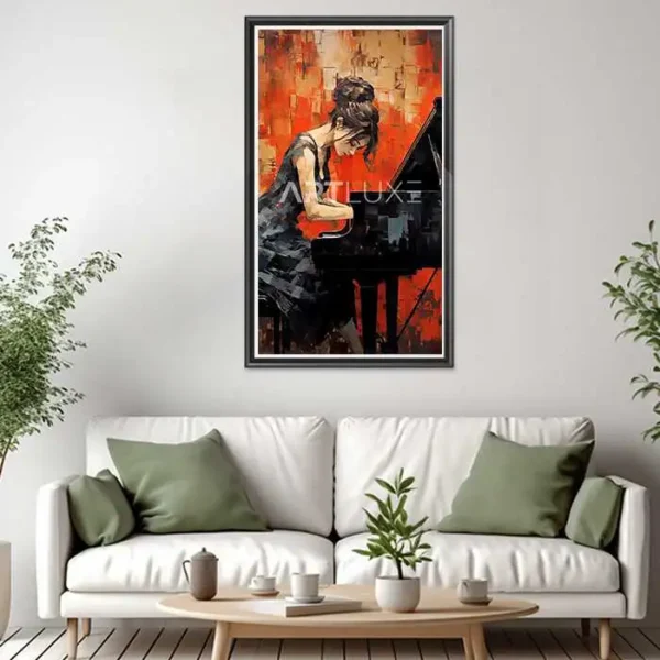 Tableau femme jouant du piano