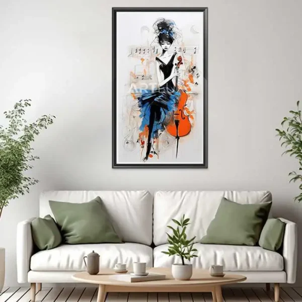 Tableau femme avec un violon