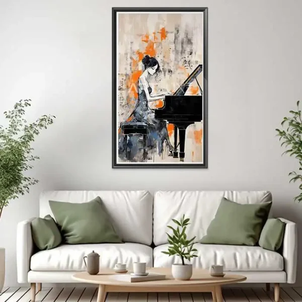 Tableau femme jouant du piano