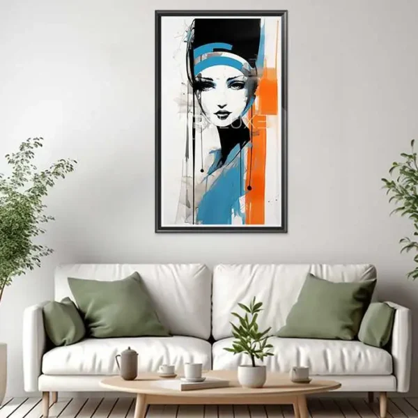 Tableau femme aux cheveux bleus