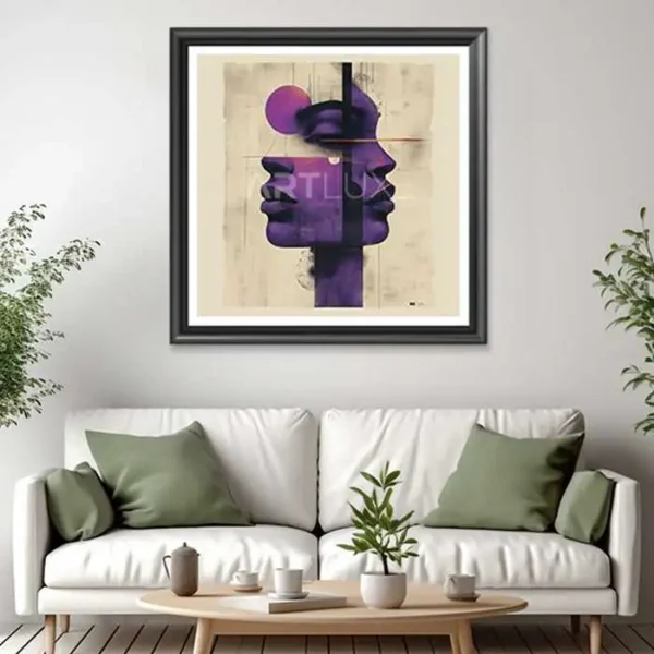 Tableau visage de femme avec un fond violet