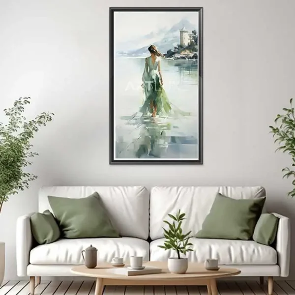 Tableau femme marchant dans l'eau