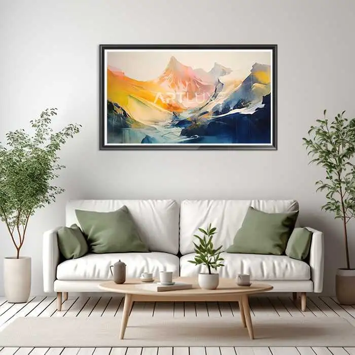 Tableau chaîne de montagnes avec un fond de ciel