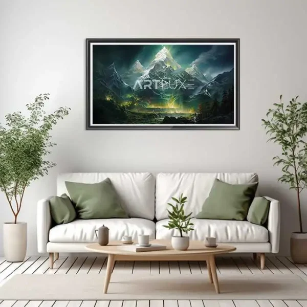 Tableau montagne avec une lumière vive qui en sort
