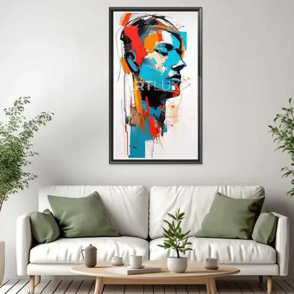 Tableau visage d'homme avec plusieurs couleurs