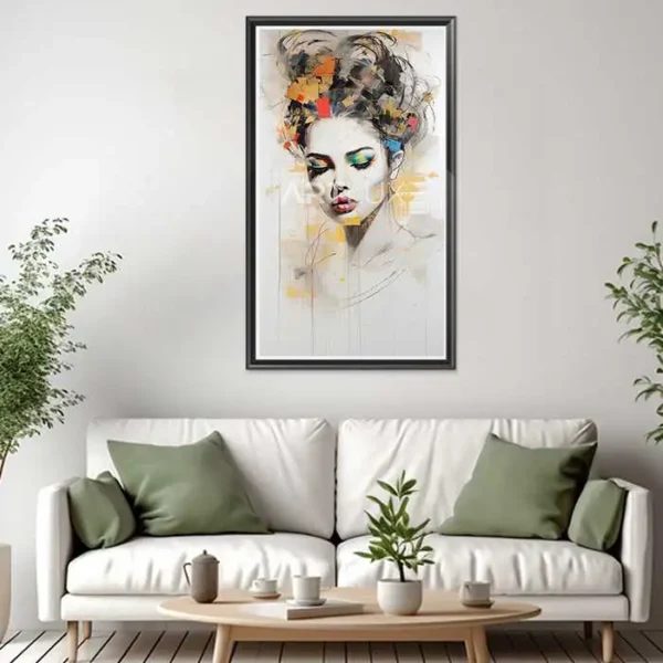 Tableau femme aux cheveux en bataille