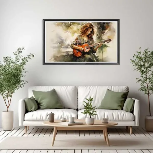 Tableau femme jouant de la guitare