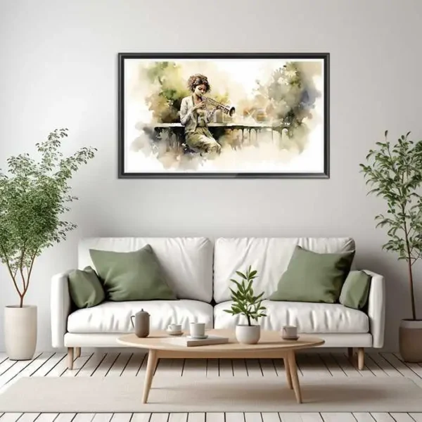 Tableau femme jouant de la trompette