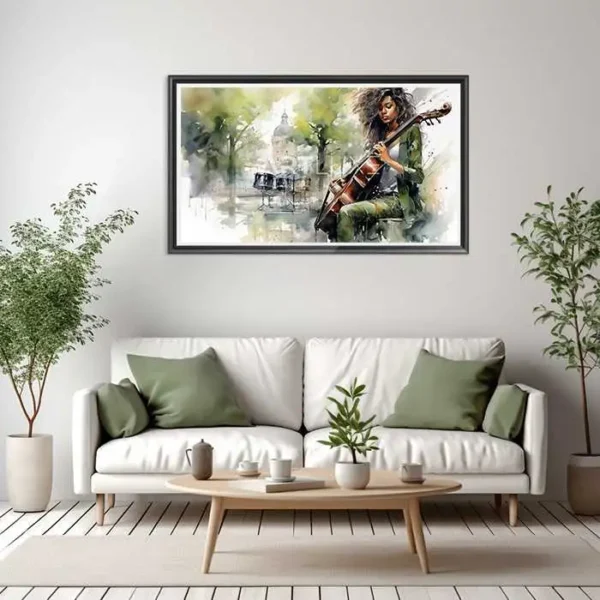 Tableau femme tenant un violon