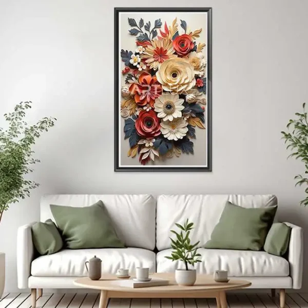 Tableau bouquet de fleurs en papier